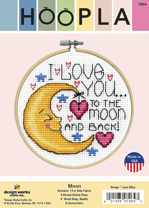 Design Works Crafts Hoop, Moon Counted Cross Stitch Kit...