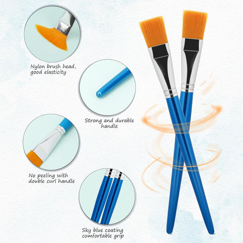 10Pcs 1 inch Flat Paint Brushes for Acrylic Painting Watercolor Quality Synthetic Artist Paint Synthetic Paint Brushes with Wooden Handle for Wate...