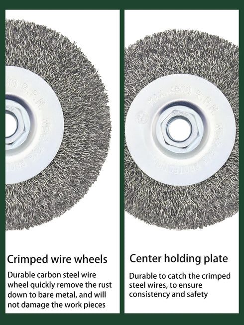 Crimped Wire Wheel Brush 4in 5/8-11 Threads Arbor for 4-1/2" Angle Grinder - 2pcs...