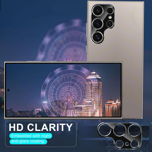 DEERLAMN [3-Packs for Samsung Galaxy S24 Ultra Camera Lens Protector(6.8 Inch),9H Hardness Anti Scratch Easy Installation Tempered Glass - Black.....