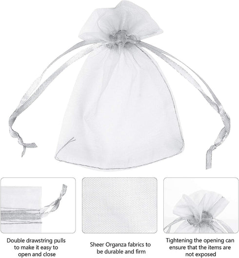 Boshen 100/200PCS Organza Gift Candy Sheer Bags Mesh Jewelry Pouches Drawstring Bulk for Wedding Party Favors Christmas 3"x4" 4" X 6" 5"x7" (3" X ...
