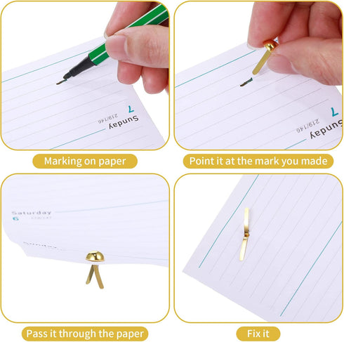 Therwen 1500 Pcs Brad Paper Fasteners Bulk 0.3 x 0.6 Inch Gold Brass Brads Mini Brads Round Metal brad Split Pins for Kids Students DIY Scrapbooki...