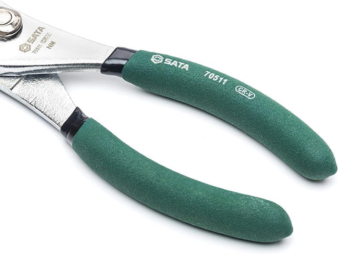 SATA 6-Inch Slip-Joint Pliers, Chrome Vanadium Steel Body, with Green Handles and Rivet Joint Assembly - ST70511ST...