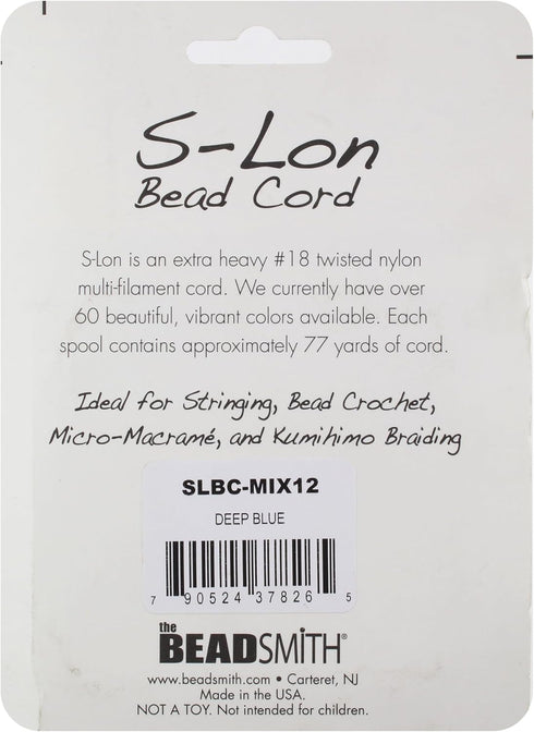 The Beadsmith S-Lon #18 Nylon Cord – Deep Blue Sea Mix – Tex210 Cord, 5mm Diameter, 4-Pack, 77 Yard Spools – for Stringing Beading Crochet, Micro-...
