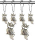 Country Shower Curtain Hooks - Rust Proof Brushed Nickel Rings with Owl Pendant Accessories Set - Decorative Metal Shower Curtain Hooks and Rings ...