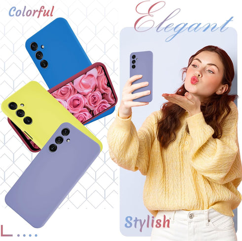 for Samsung Galaxy A15 5G Case, Silicone Phone Case with 1 Screen Protector, Soft Anti-Scratch Microfiber Lining, Full Body Shockproof Slim Cover,...