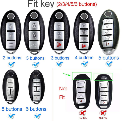Royalfox 3 4 5 6 Buttons 3D Bling Girly Fashion keyless Remote Smart Key Fob case Cover for Infiniti Nissan Murano Pathfinder Maxima Lannia Altima...