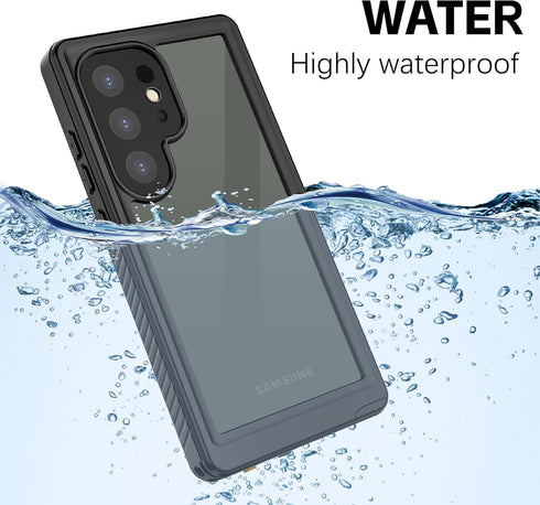 IP68 Waterproof Case for Samsung Galaxy S24 Ultra,100% passed The waterproof quality test,360° full-enclosure,underwater Phone Case,Black clear (W...