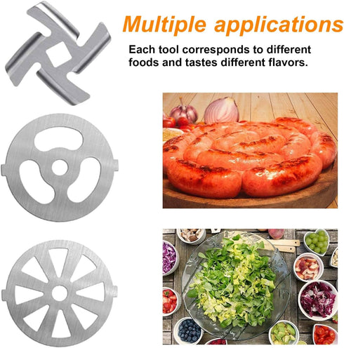 10 PCS Meat Grinder Blades Meat Grinder, Meat Grinder Parts Blades, Stainless Steel Food Grinder Accessories, Meat Grinder Attachment for Size 5 S...