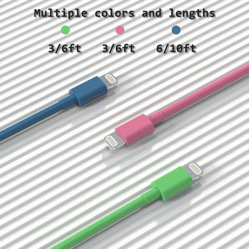 Phone Cable Fast Charging Lightning Cable Phone Cord Compatible with iPhone 14/13/12/11 Pro Max/XS MAX/XR/XS iPad AirPods-Green and Pink and Blue...