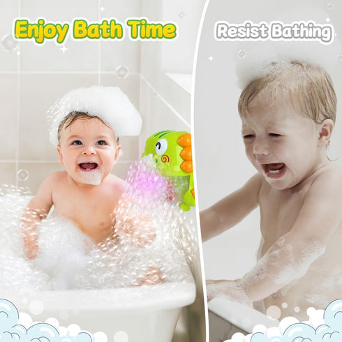 Bubble Bath Toys - Dinosaur Bath Toys with Sound & Lights, No Mold Baby Bath Toys for Toddlers, Automatic Bath Bubble Machine Bath Tub Toys Bath B...