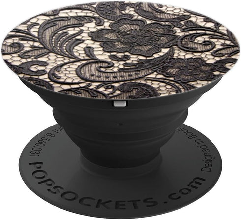 vintage elegant girly french country beige black floral PopSockets PopGrip: Swappable Grip for Phones & Tablets PopSockets Adhesive PopGrip...