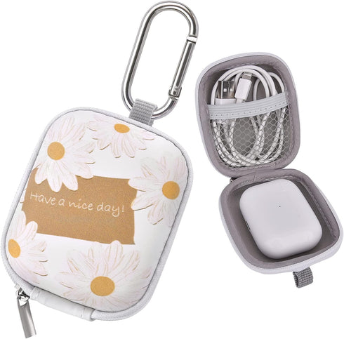 Earbud Case, AIRSPO Airpods Pro 2nd Generation Earphone Organizer Carrying Case Small Storage Bag Hard EVA Shockproof Cover with Carabiner Clip(Wh...