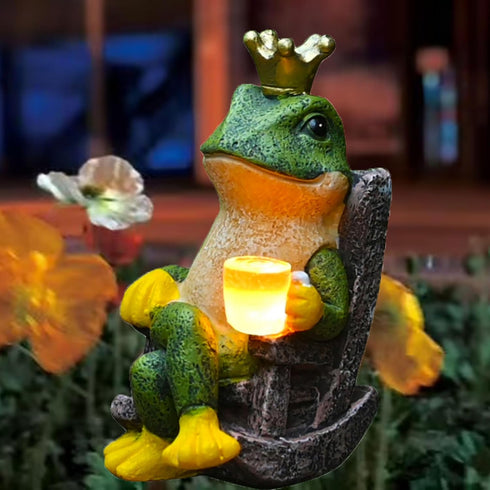 Miniature Frog Garden Statue with Solar Light Home Decor Fairy Garden Accessories Frog Decor for Patio, Balcony, Yard, Lawn Bedroom 2.3"x3.3"x5"...