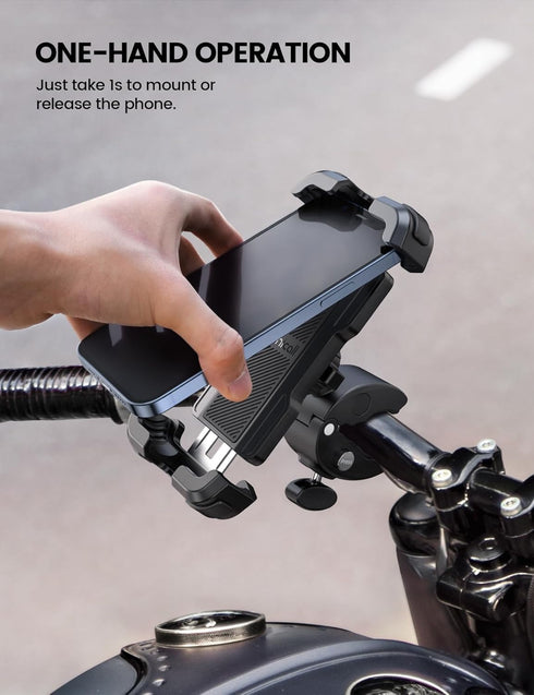 Lamicall Motorcycle Phone Mount, Bike Phone Holder - Upgrade Quick Install Handlebar Clip for Bicycle Scooter, Cell Phone Clamp for iPhone 15 Pro ...