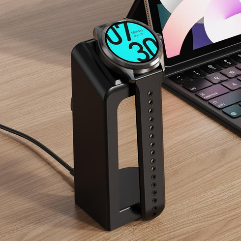 Replacement Connection Charging Dock Compatible with Ticwatch Atlas/Pro 5 Enduro/Pro 5/3 Charger Stand Station Case Friendly with 5 Feet Cable Bla...