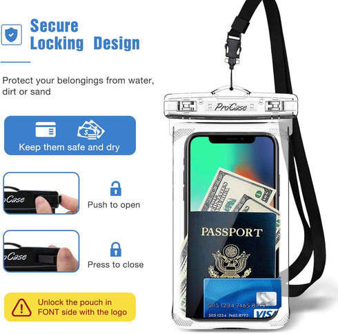 ProCase Waterproof Phone Pouch Case for snorkeling, Underwater Dry Bag for iPhone 15 14 13 Pro Max 12 11, Galaxy S24 S23 S2 Ultra Note Pixel Up to...