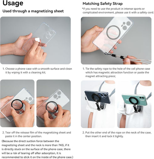 Magnetic Neck Mount for Phones, Cell Phone Holder Stand Hanging on Neck POV/Vlog Selfie Hand Free Necklace Phone Strap Video Recording for iPhone ...