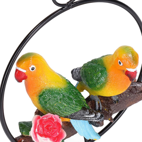 Hanging Parrot Sculpture, Parrot Statue On Metal Ring Garden Bird Hanging Chain Statue Decor for Patio Home Garden...