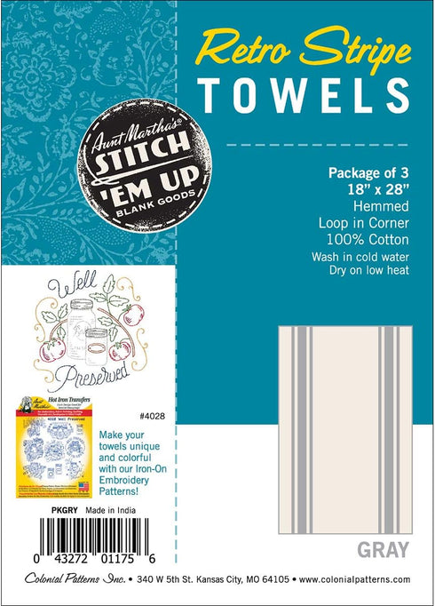 Aunt Martha's Gray Striped Dish Towels, 3 towels ($4.10 each)...