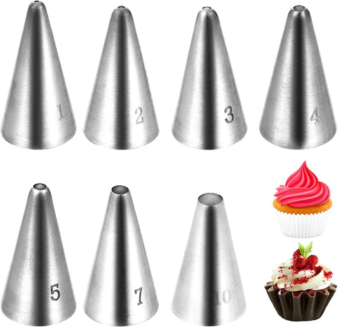 7 Pcs Piping Tips, Cake Piping Nozzles Kit Stainless Steel Piping Nozzles Tips Nozzles for Decoration DIY Icing Tool for Cream Cupcake Cookie Puff...