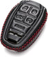 Vitodeco Genuine Leather Smart Key Fob Case Protector Compatible for Alfa Romeo Giulia, Stelvio, Tonale 2017 - 2025 (5-Button, Black/Red)...