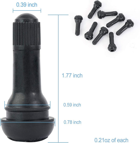 8Pcs Premium TR413 Tubeless Tire Valve Stems, Black Rubber Snap-in Tire Valve Stem, Universal for Tubeless 0.453 inches 11.5mm Rim Holes...