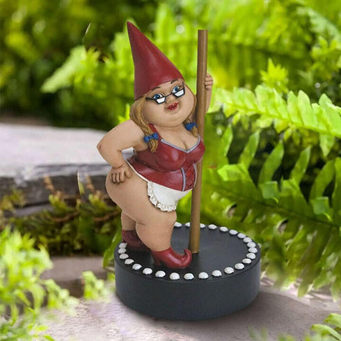 Funny Woman Dancing Gnome, Pole Dance Garden Gnomes, Funny Outdoor Indoor Statue for Home, Creative Figurine Decoration for Patio Lawn Garden Yard...