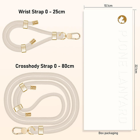 UKON Cell Phone Lanyard,Crossbody Lanyard and Wrist Strap Premium Metal Buckle Phone Charms with 2 X Phone Patch (Beige)......