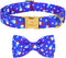 Dog Collar Bow Tie Blue Popsicle Star Dog Collar Girls with Safety Metal Buckle Adjustable Puppy Collars for Small Medium Large Dog (M)...