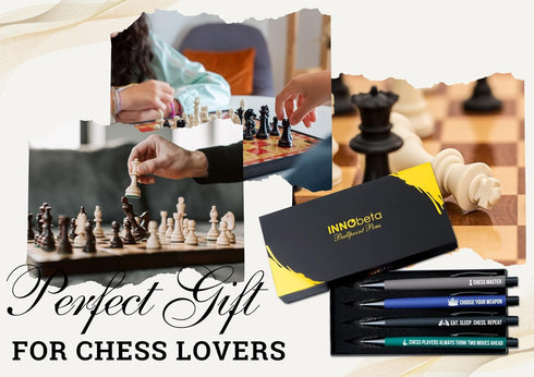 InnoBeta Chess Gifts for Men/Women, Ballpoint Pen Set of 4, Perfect Chess Gifts Idea in Birthday, Christmas, Appreciation...