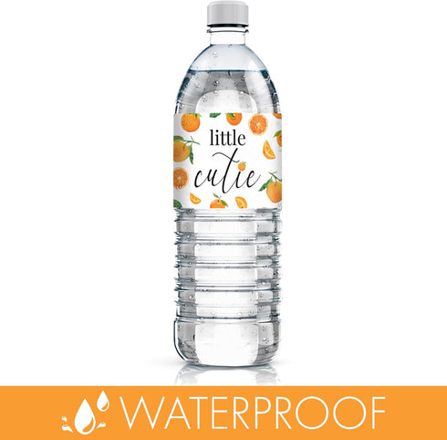 Orange Little Cutie Baby Shower Water Bottle Labels, Waterproof Stickers for Water Bottles - 24 Count...
