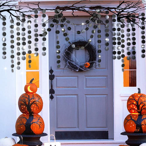 Cheerland Glitter Charcoal Grey Black Circle Garland Kit Halloween Party Decoration Hanging Polka Dots Streamer Backdrop Banner Birthday Wedding R...
