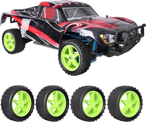 1/10 PreGlued 12mm Hex 2.2'' RC Buggy Wheels and Tires for Traxxas Redcat Shockwave Wltoys 144001 Losi HSP 94107 94170 RC Off-Road Cars...