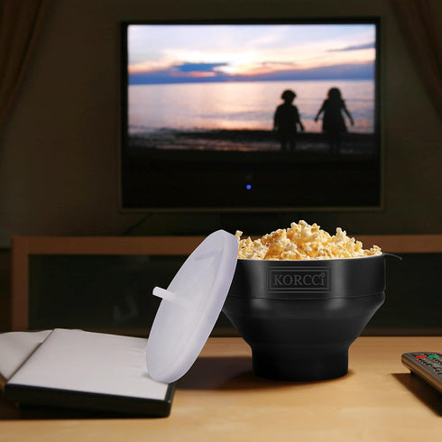 The Original Korcci Microwaveable Silicone Popcorn Popper, BPA Free Microwave Popcorn Popper, Collapsible Microwave Popcorn Maker Bowl, Dishwasher...