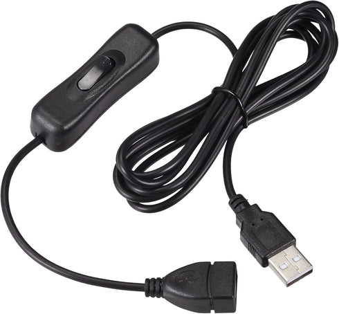 MECCANIXITY USB Cable with ON/Off Switch, USB Male to Female Extension Cord 2M Black, for LED Desk Lamp LED Strip...