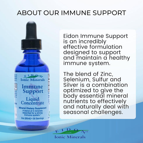 Eidon Ionic Minerals Immune Support Supplement Liquid Concentrate - Immune Booster Mineral Drops with Zinc, Selenium, Sulfur, Support & Maintain I...