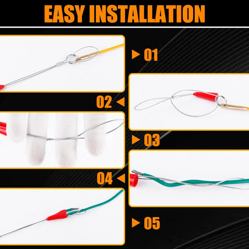 KOOTANS 22FT Fiberglass Wire Running Kit, Wire Fishing Tools, Electrical Wire Puller Through Wall Cable Snake Rods Fish Tape Set with Different Ac...