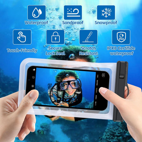 Waterproof Phone Pouch 2 Pack - IPX8 Waterproof Case for iPhone 15 14 13 12 Pro Max Plus Samsung Google Pixel, Up to 7.2 inch- Underwater Dry Bag ...