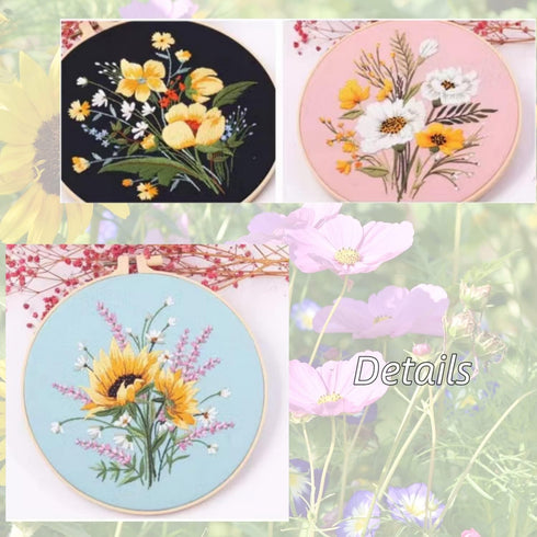Highkick Embroidery Kit for Beginner,Embroidery Kit for Adults, All in one, Wild Flower, 4 Pack......