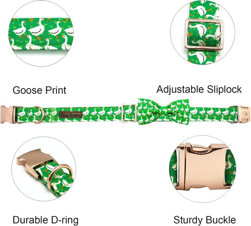 Dog Collar Green Gooses Dog Collar Pet Collar Dog Summer Collar Holiday Dog Collar Girl or Boy Pet Dog Collar Adjustable Dog Collar for X-Small Do...