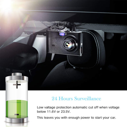 Dash Cam Hardwire Kit, Micro USB Hard Wire Kit for Dashcam, 12V-24V to 5V Car Dash Camera Charger Power Cord, Gift 4 Fuse Tap Cable and Installati...