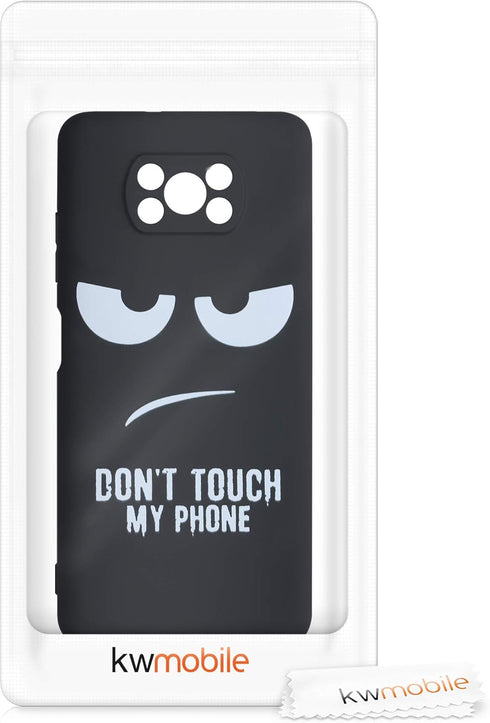 kwmobile TPU Silicone Case Compatible with Xiaomi Poco X3 NFC/Poco X3 Pro - Case Soft Cover - Don't Touch My Phone White/Black...