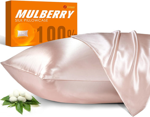 100% Mulberry Silk Pillowcase for Hair and Skin, 22 Momme Pure Natural Silk Pillow Case Both Sided with Zipper, Pillow Cover for Women Mom Men (Li...