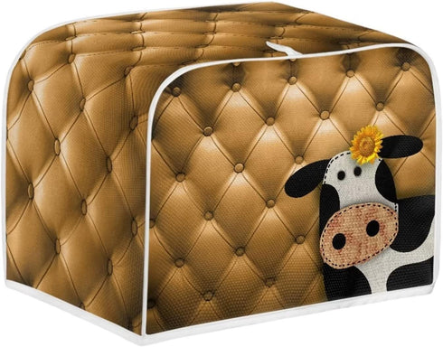Cow Sunflower Print 4 Slice Toaster Covers Dust Protection Bread Maker Covers Toaster Oven Cloth Cover Kitchen Accessories Washable Appliance Cove...