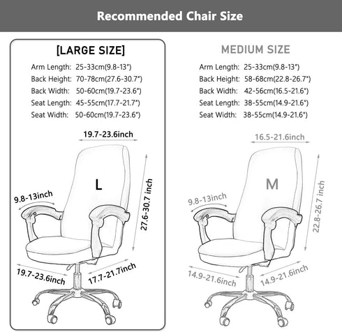 Office Chair Cover with Arm Covers - Universal Stretch Desk Chair Cover, Computer Chair Slipcovers (Size: L) - Black...