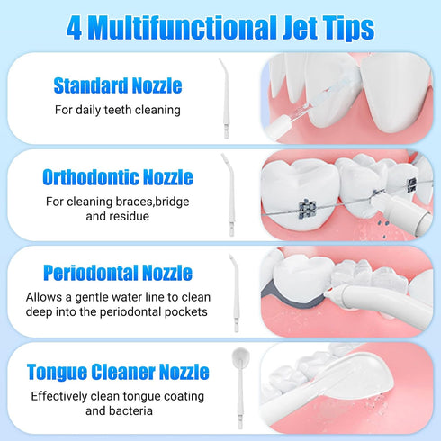 Water Flosser, 4 Modes Water Flosser for Teeth, Portable USB-C Rechargeable Oral Irrigator, 4 Replaceable Nozzles Water Dental Picks, IPX7 Waterpr...