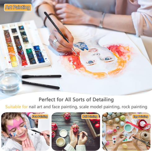 PANDAFLY Detail Paint Brushes Set, 15pcs Miniature Brushes for Fine Detailing & Art Painting - Acrylic, Oil, Watercolors & Paint by Number, Models...