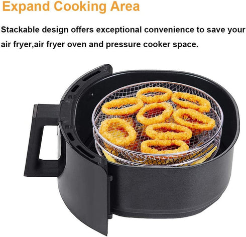 3Pcs Air Fryer Dehydrator Racks, Food Grade Stainless Steel Fruit Meat Dehydration Air Fryer Rack, Stackable Dehydrator Racks for Air Fryer...