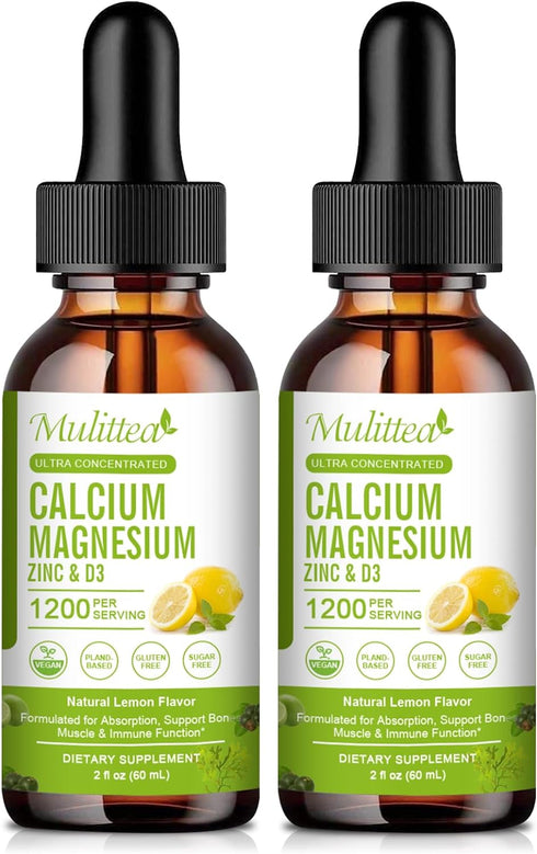 Calcium Magnesium Zinc with Magnesium Glycinate 500mg Plus Vitamin C D3 K2 | 2 Month Supply | Calcium Supplement Calcium with Vitamin D3 K2 Liquid...